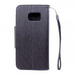 Wholesale Galaxy S6 Edge Plus Color Flip Leather Wallet Case with Strap (Black Black)